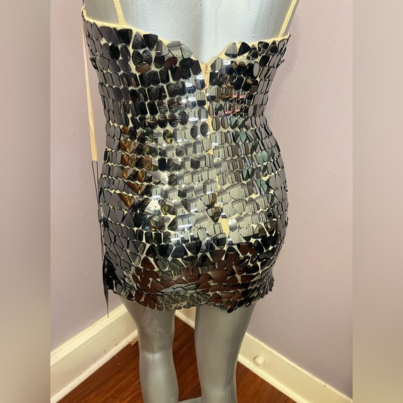 Musani Gold Gray Sequin Mini Dress - Metallic Party Bodycon - Picture 5 of 8